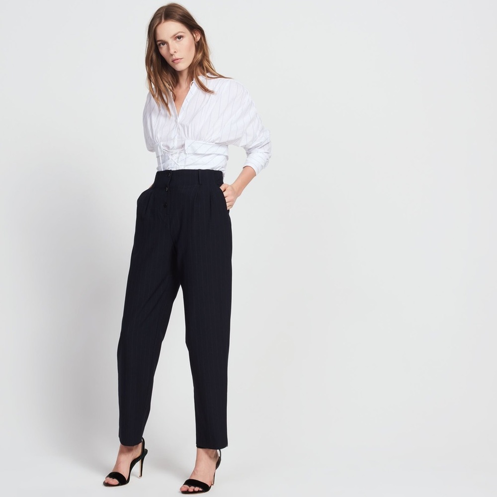 SANDRO High-waisted Striped Trousers